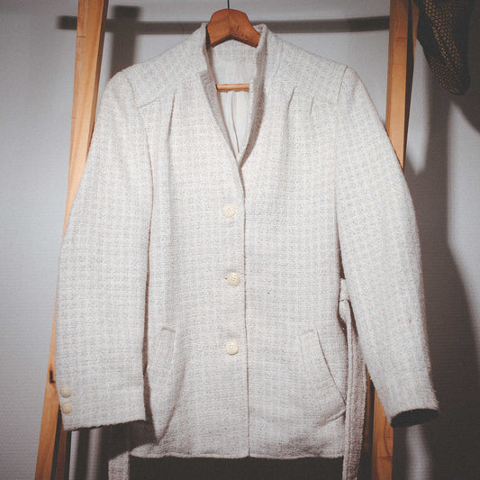 Veste en tweed blanche - laine mélangée